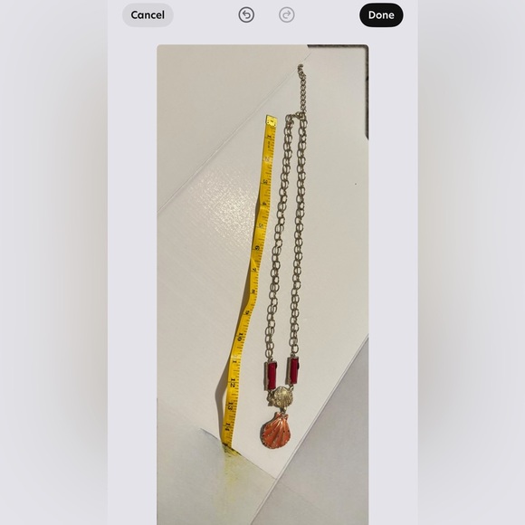 Vintage Gold, Pink, and Red Shell Pendant Necklace - Picture 5 of 6